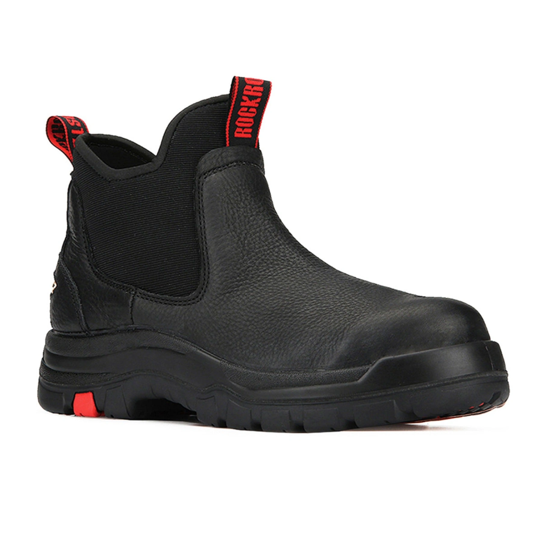 ROCKROOSTER Bakken: Schwarze Leder-Stahlkappen-Arbeitsstiefel für Abenteuer – Wasserdicht & Robust für Sie!